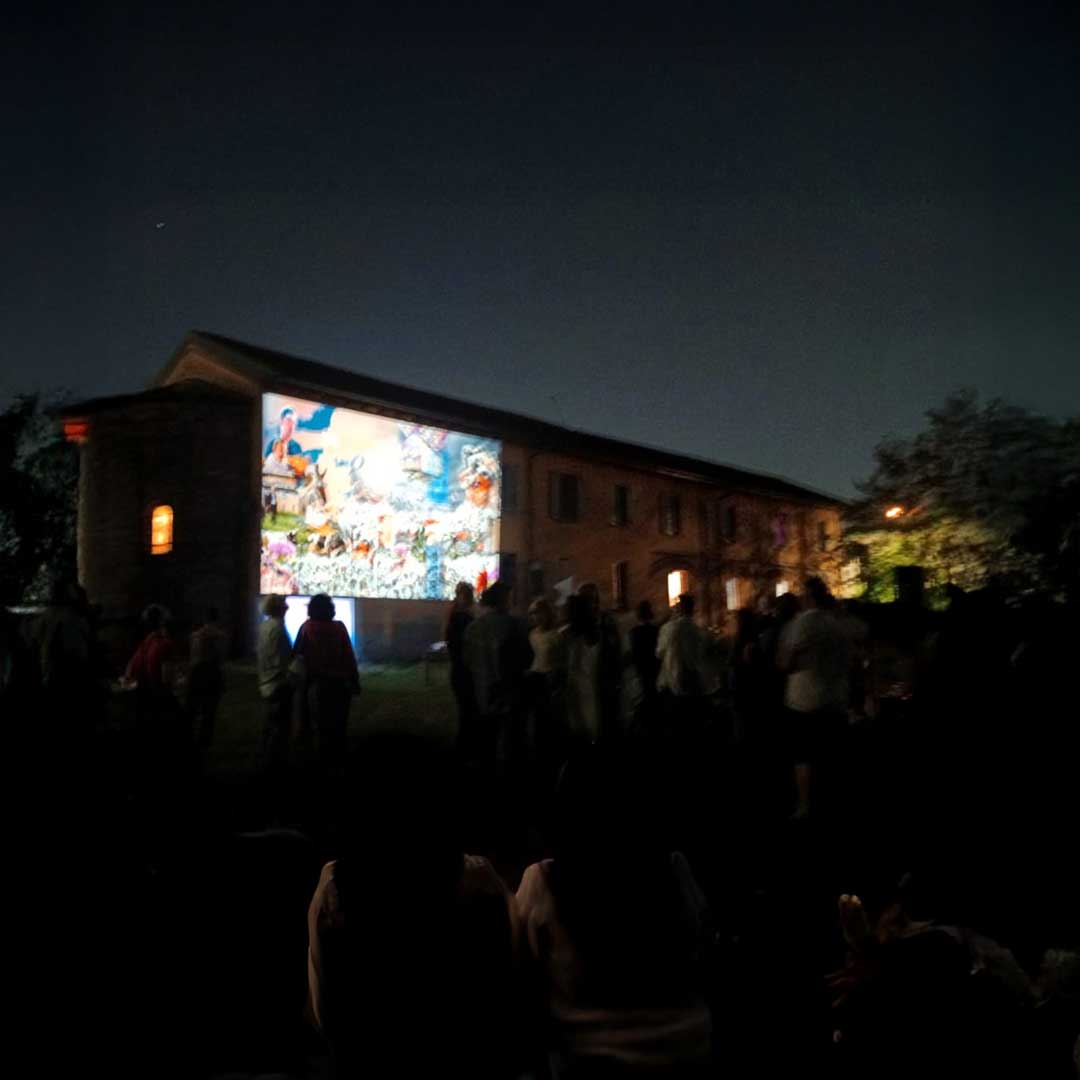 Photo of the video installation at Cascinet created by Gianluca Abbate together with students from the Brera Art High School