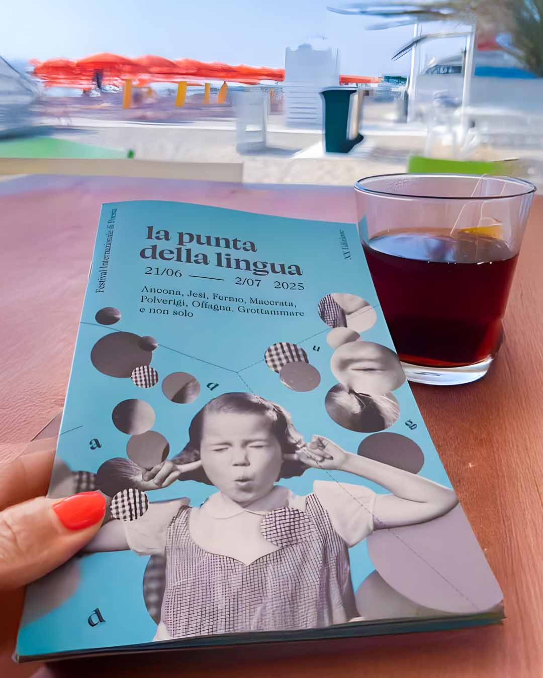 Printed catalogue of the festival La Punta della Lingua, featuring the visual identity by Gianluca Abbate