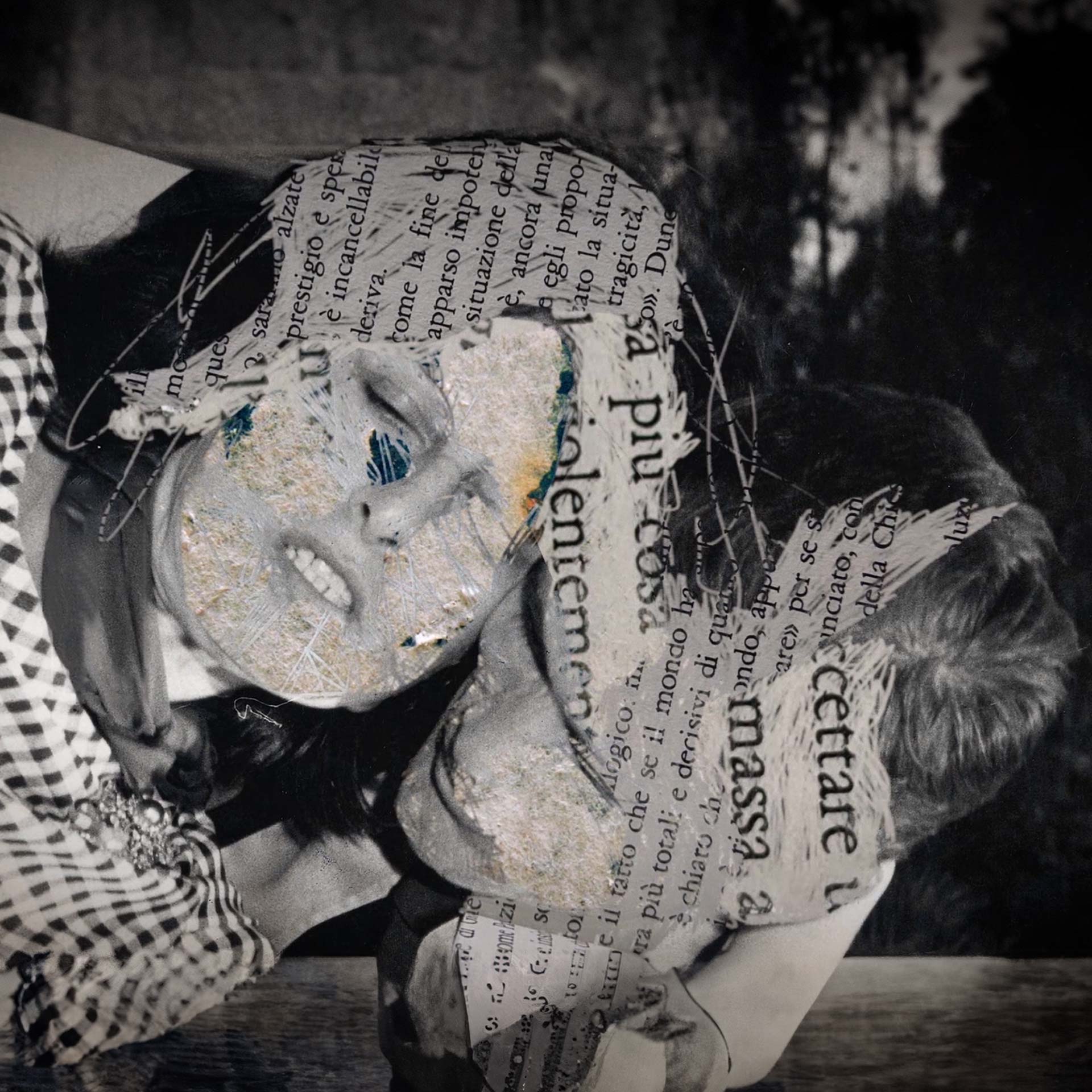 Archival image of Anna Magnani reworked for the visuals of the Visionaria performance.