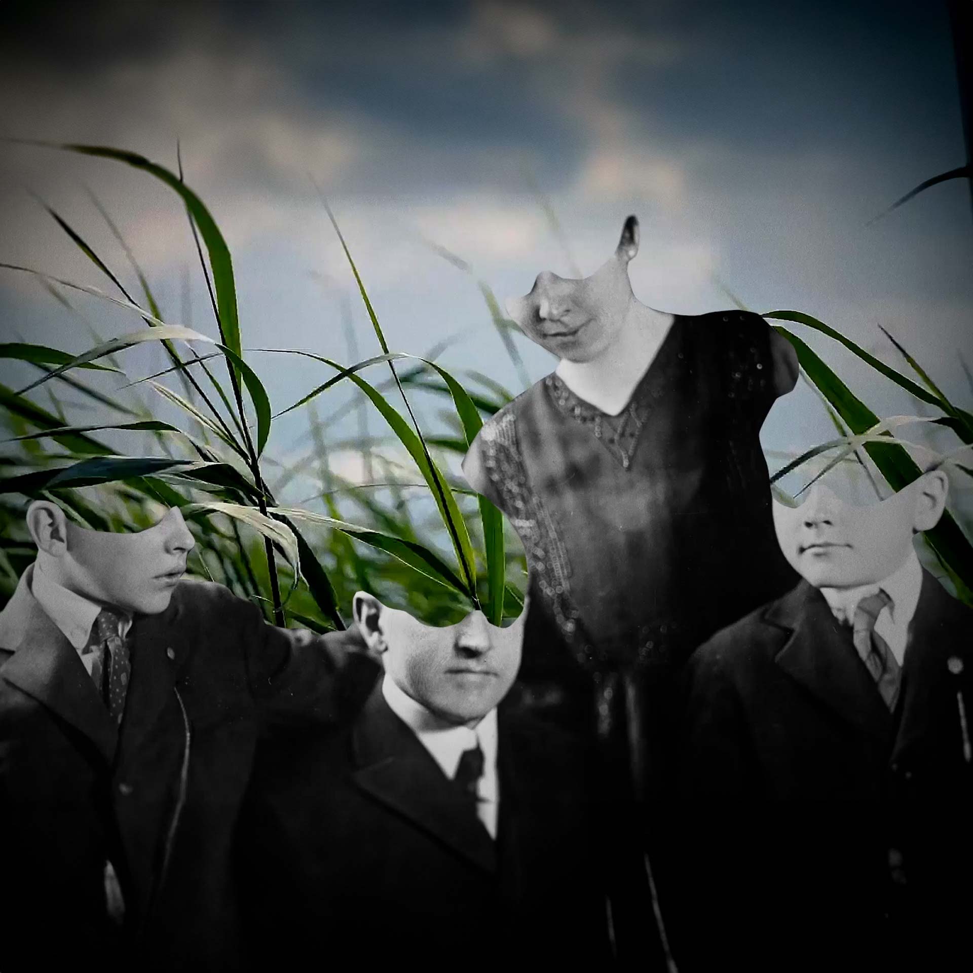 Archival photograph reimagined through collage and animation for the Visionaria performance.